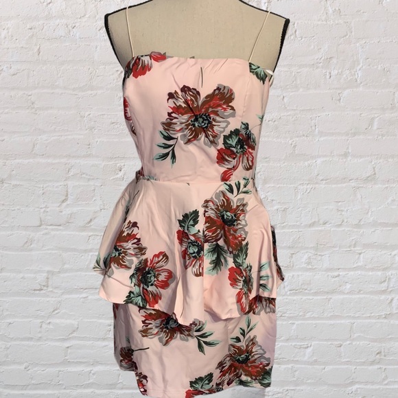 ❌DONATED❌Blush Pink Floral Peplum Style Lined Dress - Picture 4 of 12